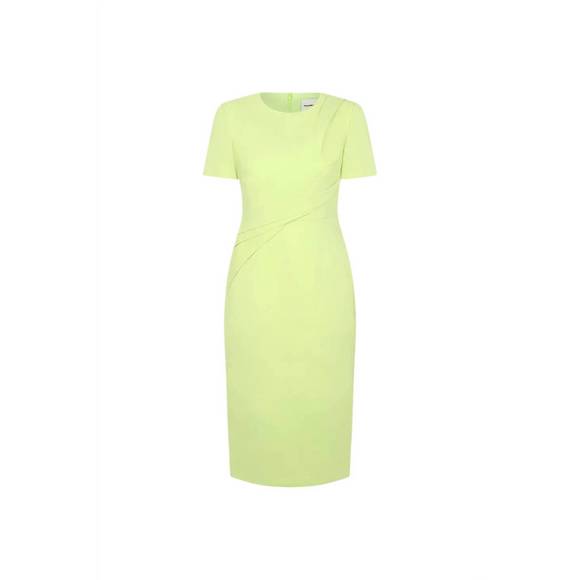 NEW ROLAND MOURET draped sheath dress in lime green